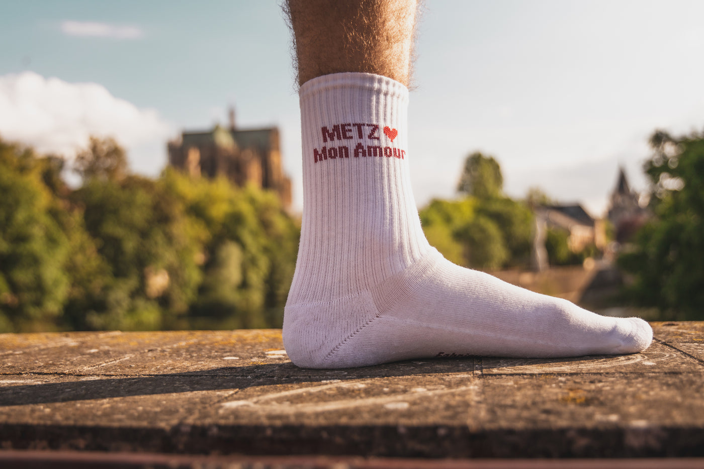 Chaussettes Made In France blanche "METZ MON AMOUR ❤️"