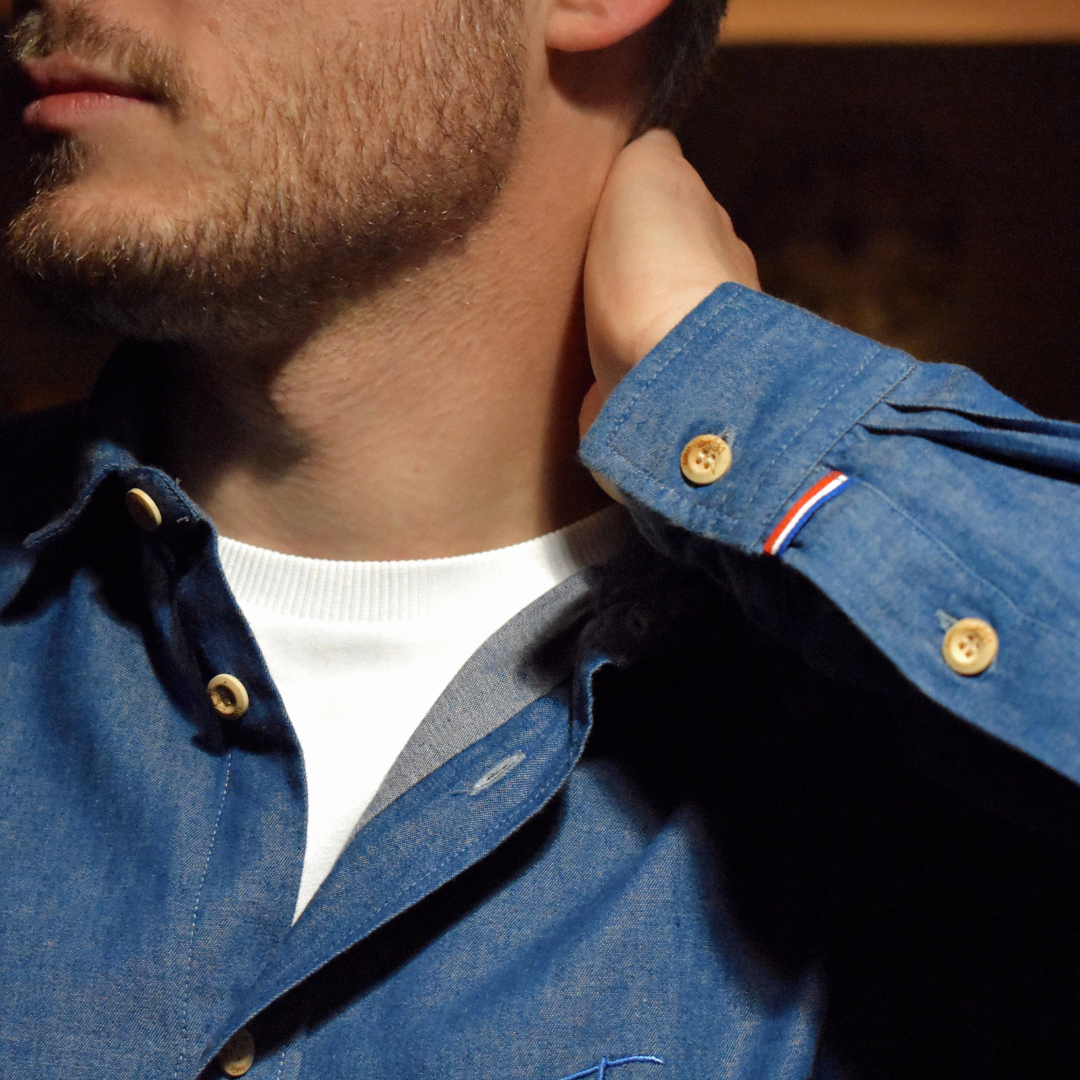 Chemise Chambray boutons bois