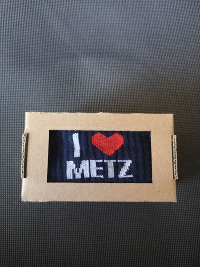 Chaussettes Made In France bleu marine "I ❤️ METZ"